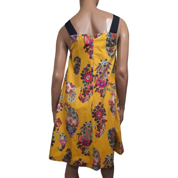 Maeve Anthropologie Yellow Floral Dress Sundress S Sleeveless Cotton Pockets - Picture 7 of 9